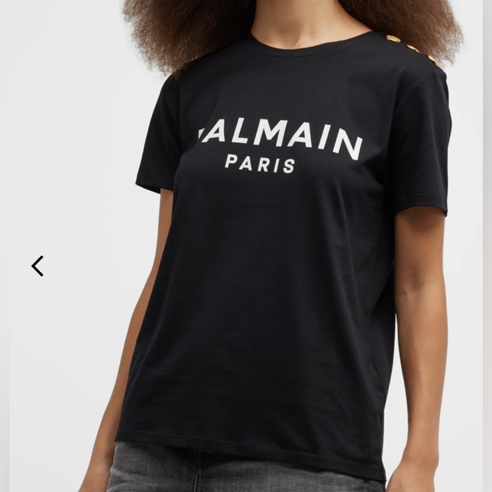 Balmain
3-Button Flocked Logo T-Shirt